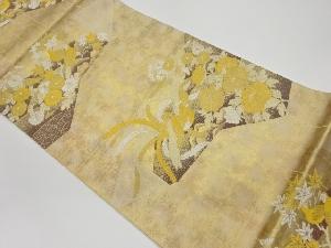 リサイクル　鳳凰に花鳥模様織出し袋帯